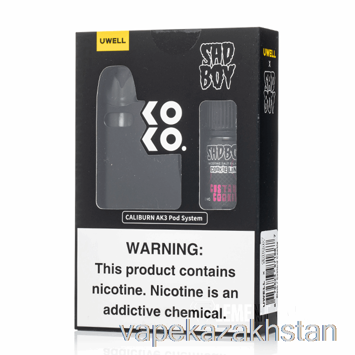 Vape Smoke UWELL x DV Caliburn AK3 Kit + 50mg Nic Salt [BLACK] Sadboy - Custard Cookie